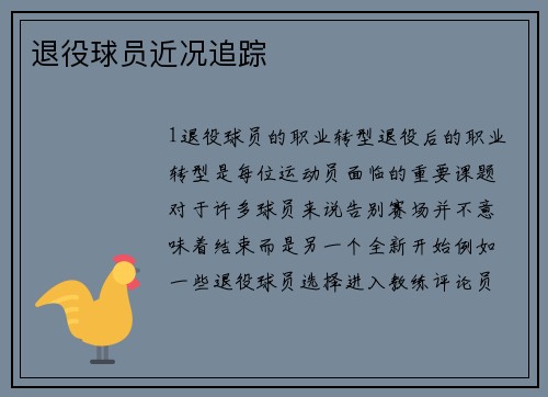 退役球员近况追踪